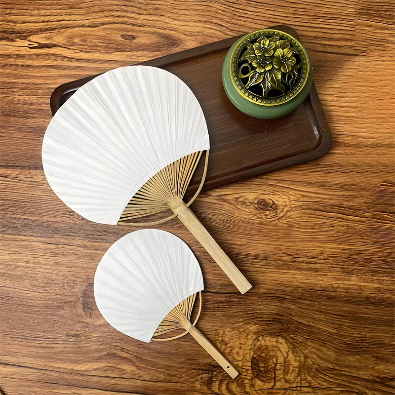 Pure White Bamboo Handle Blank Calligraphy Painting Blank Group Fan White Fan Summer
