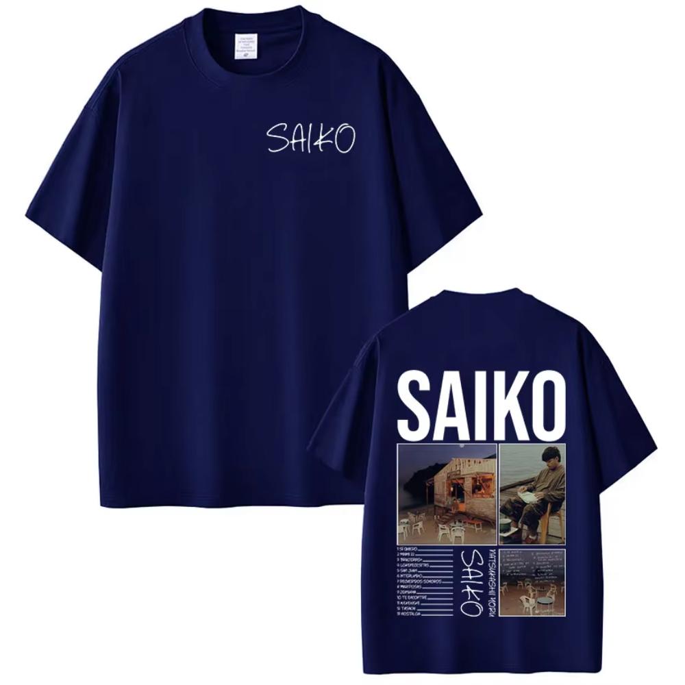 Rapper SAIKO Natsukashii Yoru Album 2025 T-shirt Men's Women Cotton Oversized T-shirts Hip Hop Retro Short Sleeve Print T Shirts