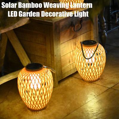 Solar Bamboo Weaving Lantern Waterproof 600 mAh Chinese Lantern Lights LED Garden Decorative Light Warm Light