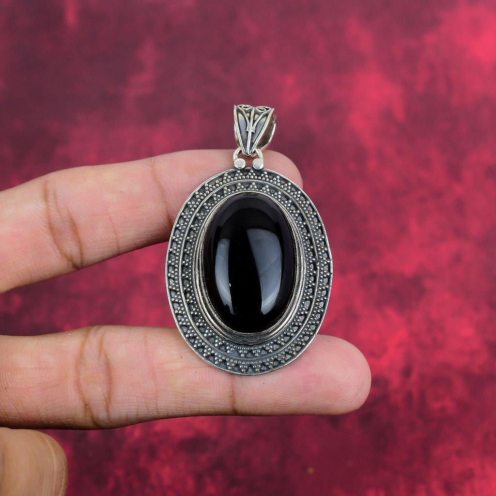 Black Obsidian Awesome Pendant, 925 Solid Sterling Silver Jewelry, Handmade Gemstone, Decent Jewelry For Women