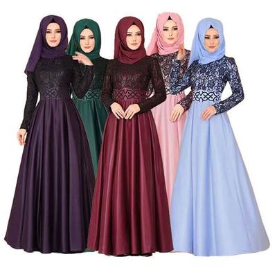 Moyen-Orient ramadan rétro élégant robe abaya caftan style dentelle à manches longues musulman dubaï femmes élégantes grande taille Turquie vêtements islamiques S-5XL