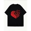 Women's Short-Sleeve T-Shirt with Red Sequin Broken Heart (Scattered Small Hearts) Print