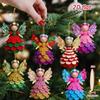 14/28 pcs Wooden Christmas Tree Ornaments Colorful Design Wings Girl Pendant  Christmas Gift Giving