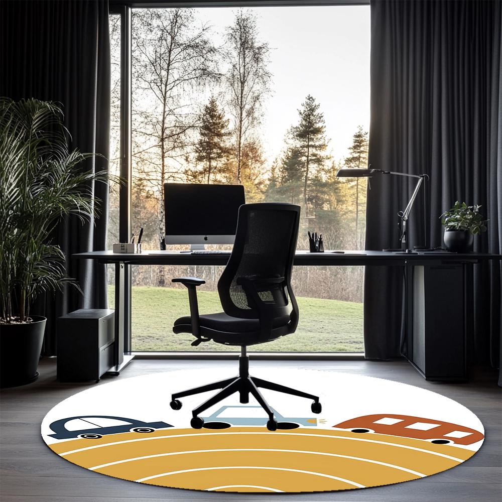 Cute Cars Printed Round Rug Carpet Chair Rug Area Rug Entryway Doormats,for Office Chair Living Room Bedroom Kitchen Room.