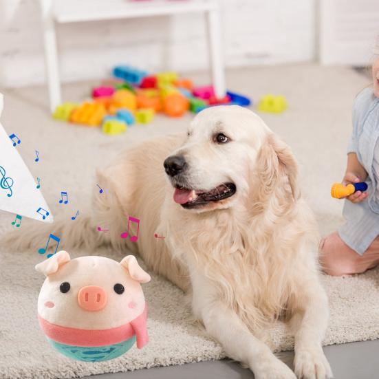 1 Set Pet Toy Interactive Moving Pet Plush Toy Set Cartoon Pig Shape Talking Squeaky Electronic Dogs Ball Toy Pet Supplies