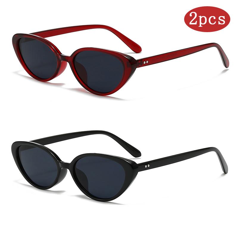 Fashion Cat Eye Sunglasses Women UV400 Protective Glasses 2pcs Rivets Brown Design Female Shades Purple Eyewear