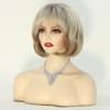 Short Blonde Synthetic Bob Wigs with Bangs Straight Wig for Women Daily Party Hair Heat Resistant Fiber