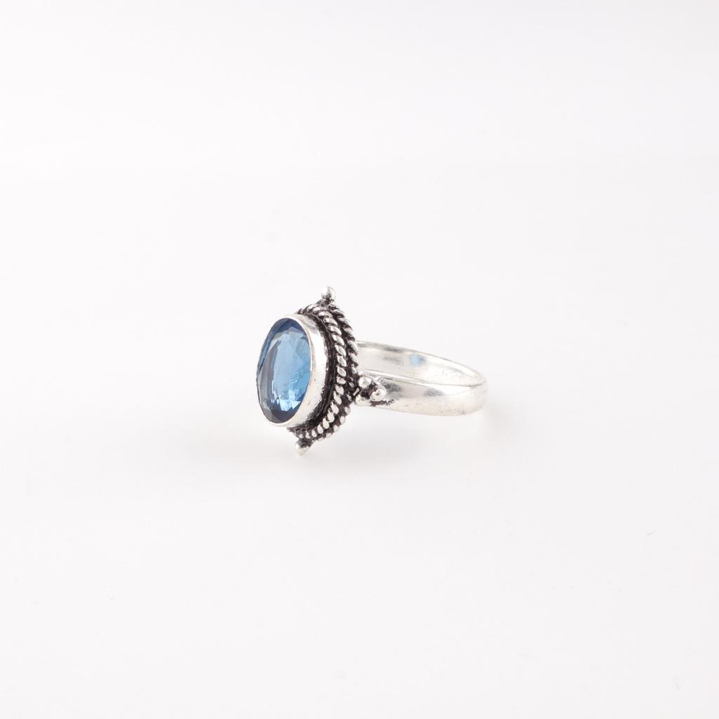 London Blue Topaz Gemstone 925 Sterling Silver Jewelry Handmade Engagement Ring RR-9-7