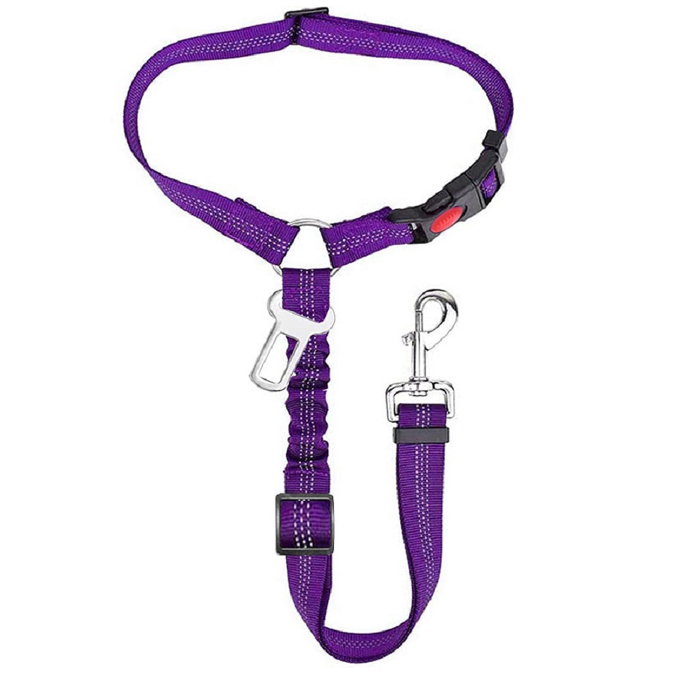 

1 шт. Светоотражающий нейлоновый поводок для питомца с эластичной вставкой и улучшениями безопасности - Регулируемый, машинная стирка, многофункциональный автомобиль One-size фиолетовый