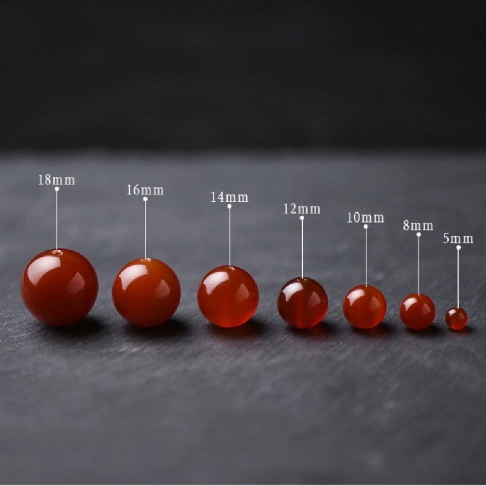 Ágatas Rojas Piedra Cuentas Redondas Naturales Hebra de 15" Cuentas Espaciadoras Sueltas Lisas 4/6/8/10/12mm para Fabricación de Joyas DIY Accesorios para Pulseras
