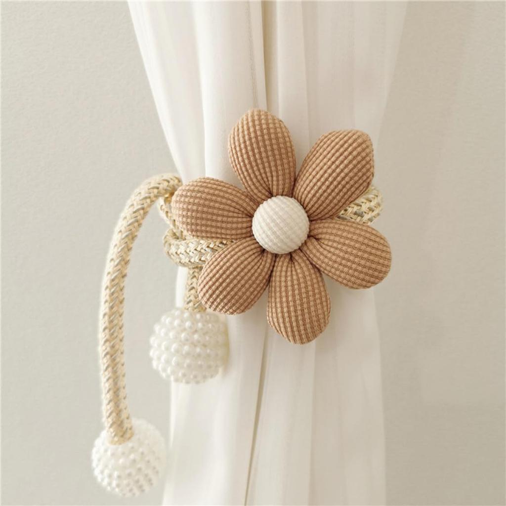 1pc Style Cute Three-dimensional Flower Pearl Buckle Curtain Strap Children's Room Decoration Curtain Clips Home Curtain Strap