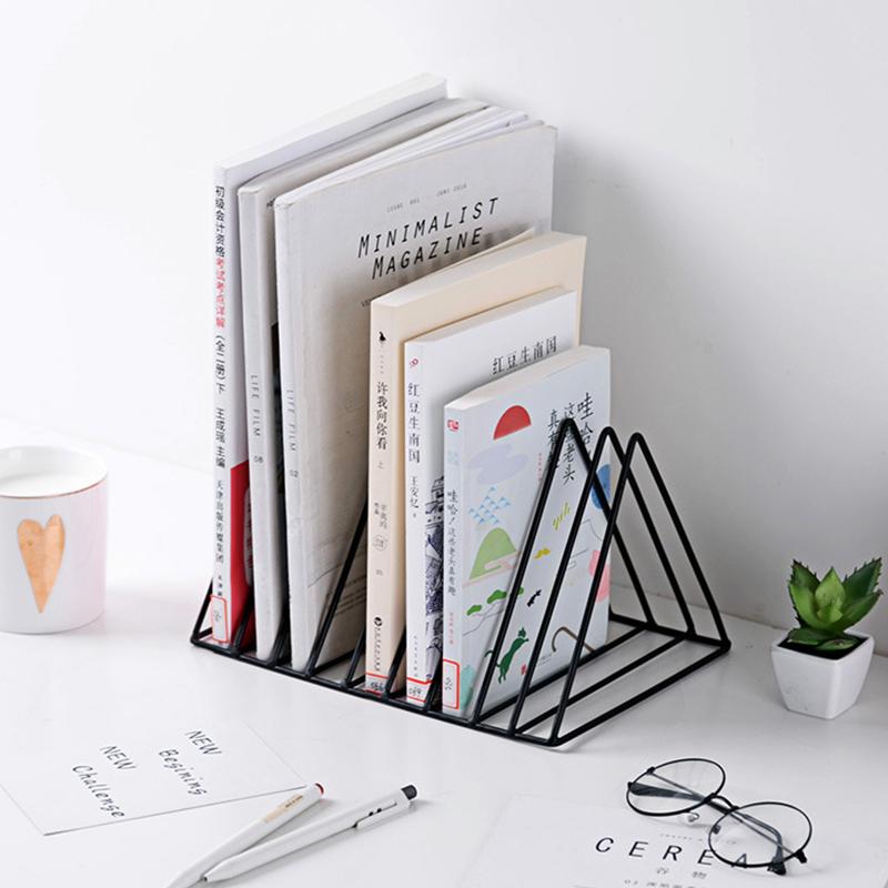 Book Storage Rack Desktop Iron Bookshelf Vinyl Records Holder Newspaper Magazines Stand Stationary Organizer Display Shelf Home
