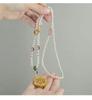 Retro Five Blessings Imitation Pearl Necklace with Cloisonné Pendant - Chinese Style Long Beaded Accessory