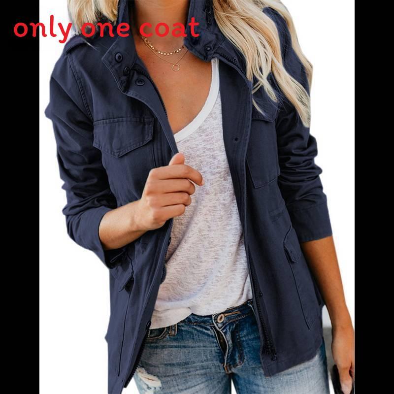 Jachetă Streetwear pentru Femei din Amestec de Bumbac cu Buzunare Multiple pentru Toamnă Primăvară Casual