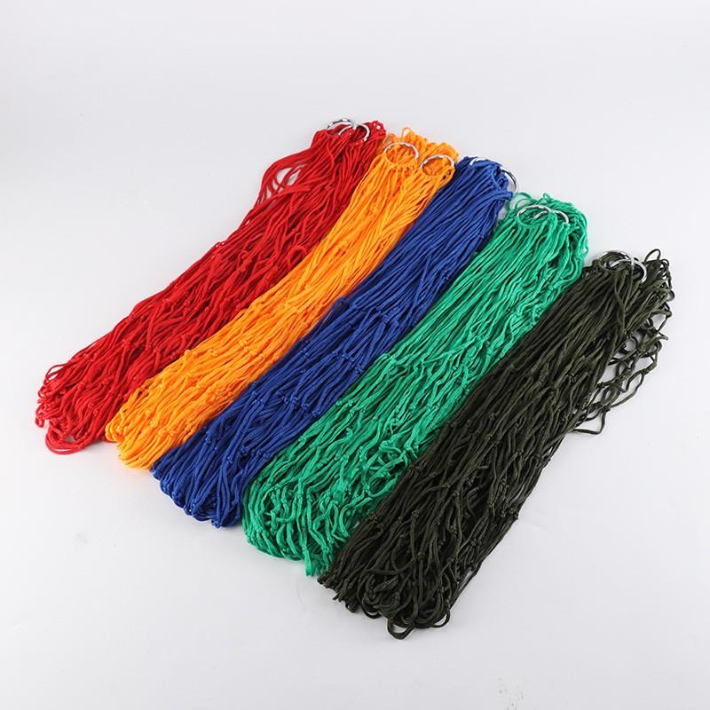 Outdoor Nylon Rope Net Bag Hammock Portable Camping Leisure Mesh Swing Multicolor with Rope