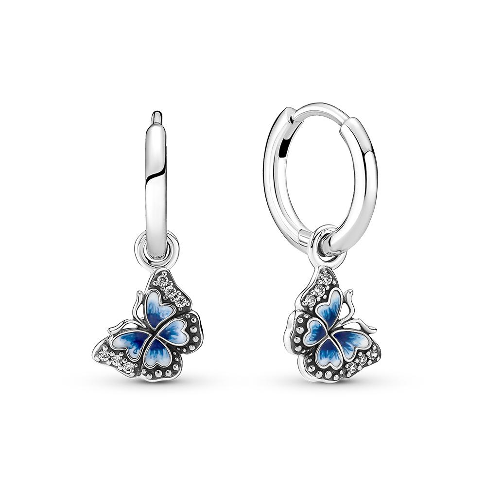 Shining Blue Zircon Owl Earrings 925 Silver Evil Eyes Earrings for Women Wedding Engagement Planet Moon Star Zirconia Jewelry