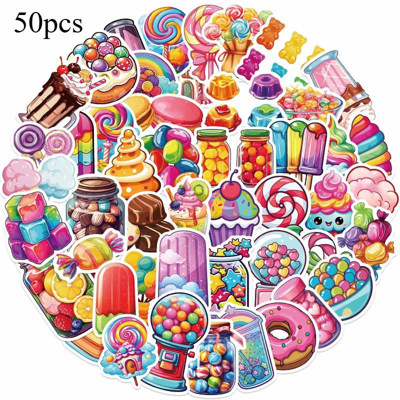 

50pcs Colorful Candy Cartoon Stickers PVC DIY Decals Laptops Scrapbooks Luggage Guitars Water Bottles Creative Crafts Stickers