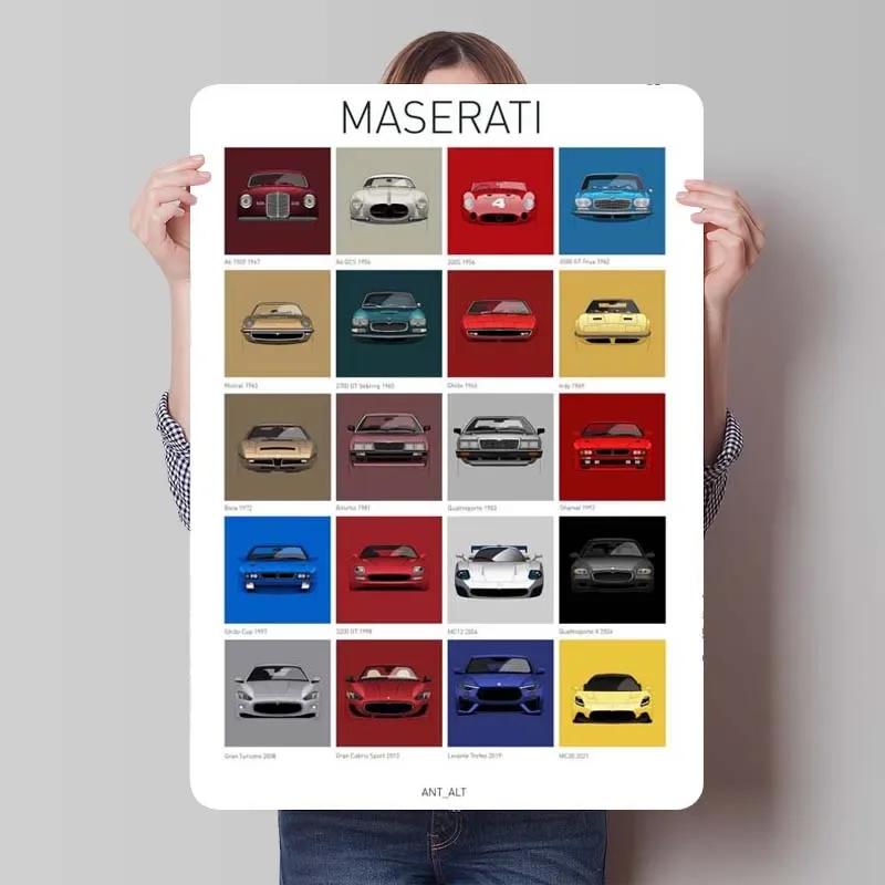 Maserati Plåtskylt Bilar Poster Dekoration för Hemdekorationer Retro Metallskylt Plakett för Garagsväggkonstdekoration Rum