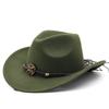 Hot-selling new western cowboy hat woolen jazz top hat men and women's ethnic style autumn and winter felt hat big eaves hat