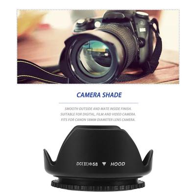 58Mm Flower Shape Lens Hood Screw Mount Petal Crown For Canon Dc-Sn Hood Lens Black