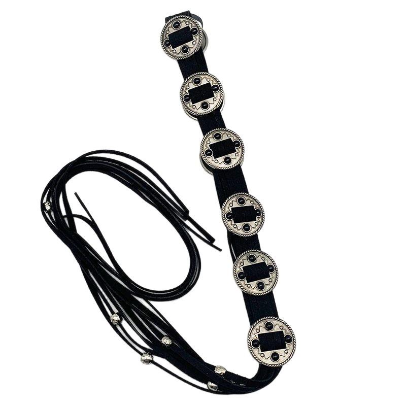 Vintage Minority Style Inlaid Waist Chain, Indian Tribal Merry Sioux Belt, Belt Bohemian Black Rope