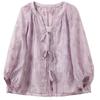 Sancai Women's New Chinese Style Embroidered V-Neck Loose Fit Shirt