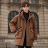 Men's Trendy Mid-Length Down Jacket with Thick Rabbit Fur Lining