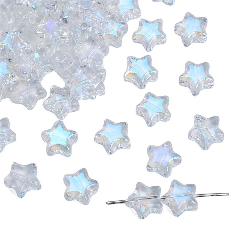 10 stk Pentagram krystallglassperler belagte fargede løse avstandsperler for DIY-kjede armbånd smykker