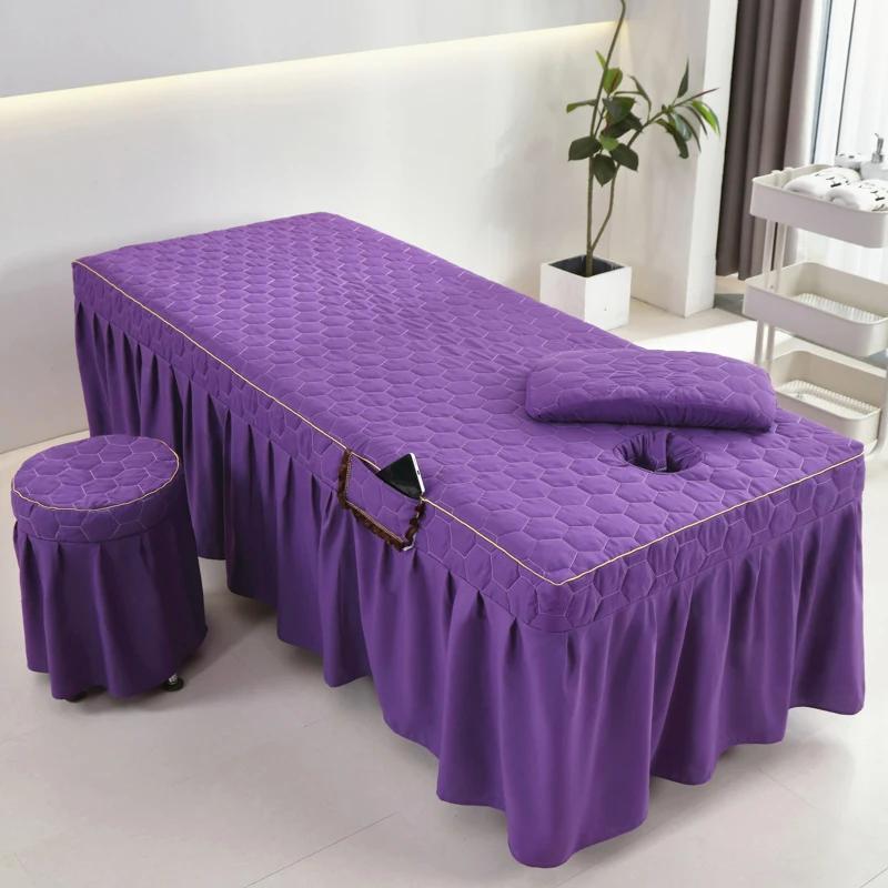 Thick Bed Skirt Beauty Salon Massage Table Bed Cover High-grade Skin-Friendly Bed Sheet SPA Therapy Bedspread with Hole