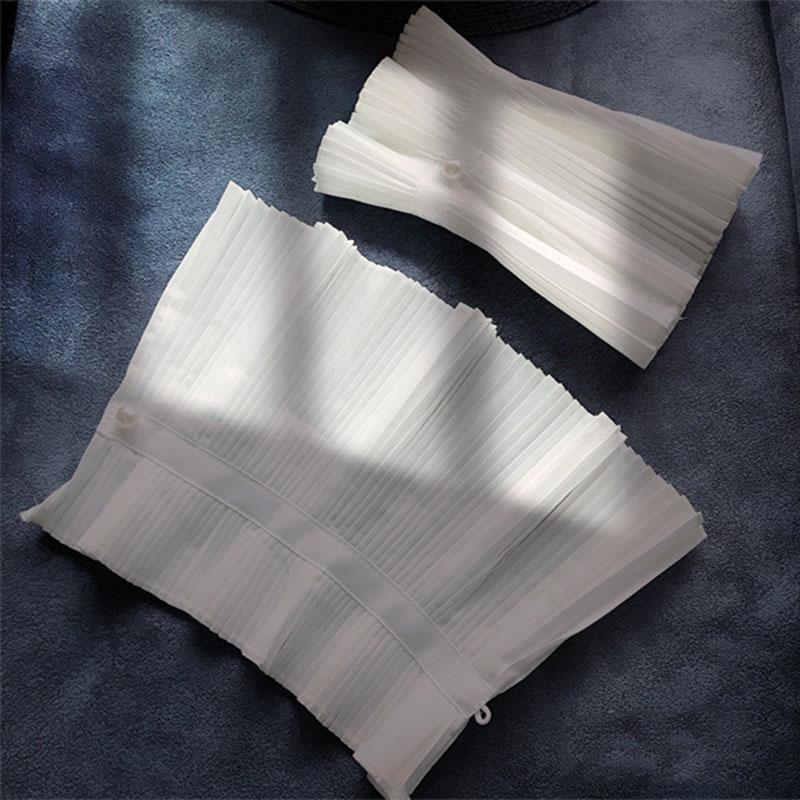 Fake Cuff Sleeve Women White Female Lace Pleated Flare Sleeve Detachable False Cuffs Ruffles Wristband Decorative Accessory
