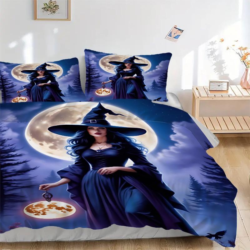 3pcs Witchcraft, Moonlit Magic Duvet Cover Set, Cover For Bedroom Guest Room (1 Duvet Cover + 2 Pillowcase, Without Quilt),  yy250922227