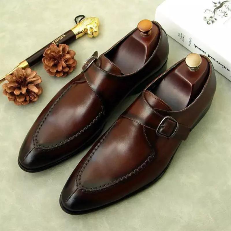 Fashion 2024 Men's New Handmade PU Pure Color Pointed Toe Low Heel Business Dress Shoes Classic Trend All-match Casual Shoes  ZZ182