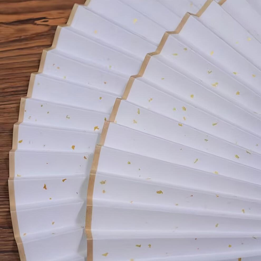 Chinese Folding Hand Fan with Bamboo Frame, Blank Paper for DIY Painting, Traditional Design
