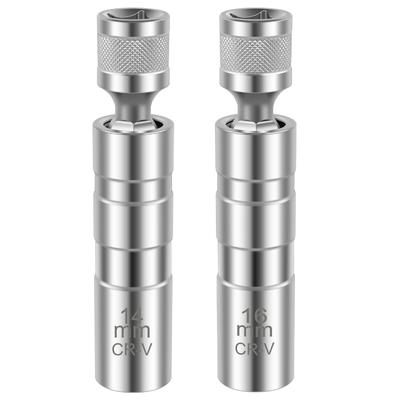 2 Stück Zündkerzennuss 14mm 16mm 360° Schwenkbare Zündkerzennuss Demontagewerkzeug Magnetische Zündkerzennuss Montagewerkzeug 12 Punkt