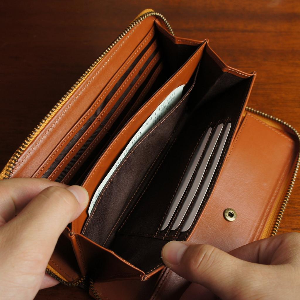 Long Wallet for Men and Genuine Round Garcon Wallet with Box Coin Purse E-mono Women, Leather, Zipper, (Green)