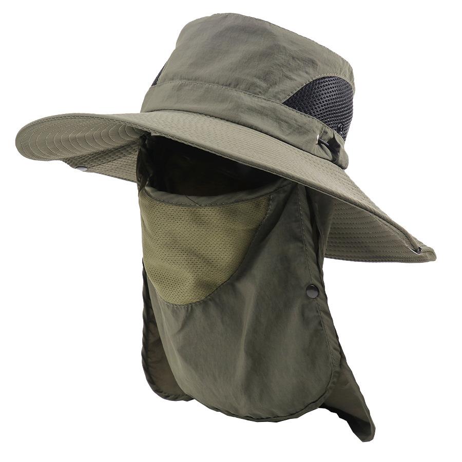 Outdoor sunscreen cap men's new summer sunshade face protection shawl removable big eaves neck protection mountaineering fisherman hat