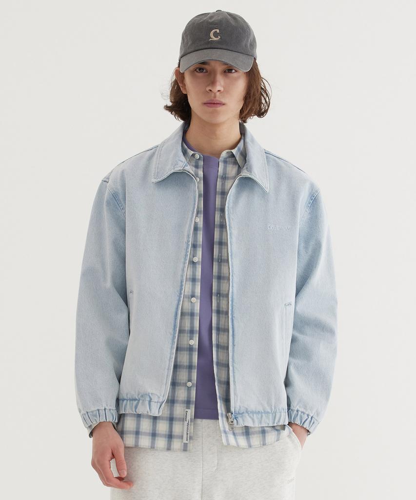 COVERNAT Denim Zip-Up Jacket Light Blue