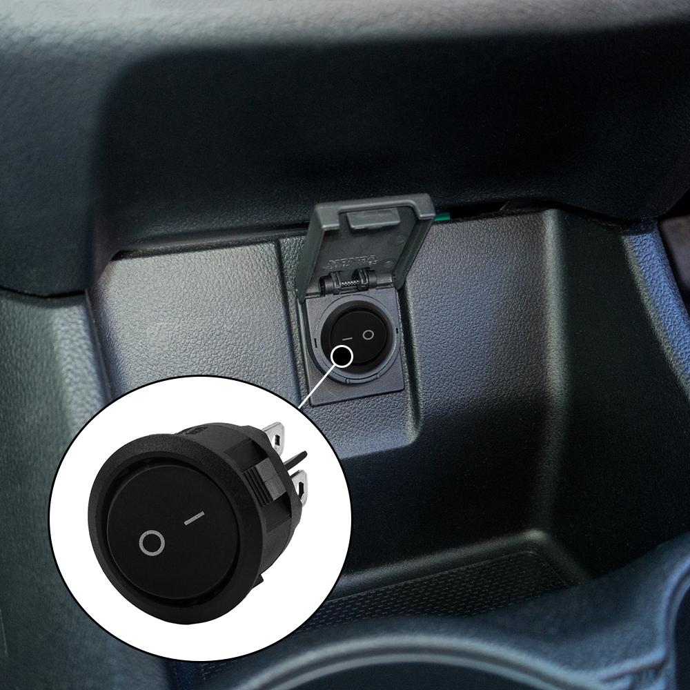 AC 6 Pin 2 Position ON/Off Power Switch Round Rocker Power Switch Black Button for Car Boat Rocker Switch Toggle KCD1-206