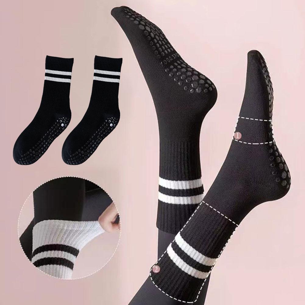 8Colors Sports Socks Cotton Mid-tube Bottom Professional Non-slip Silicone Indoor Fitness Socks Women's Dance Pilates Yoga Socks