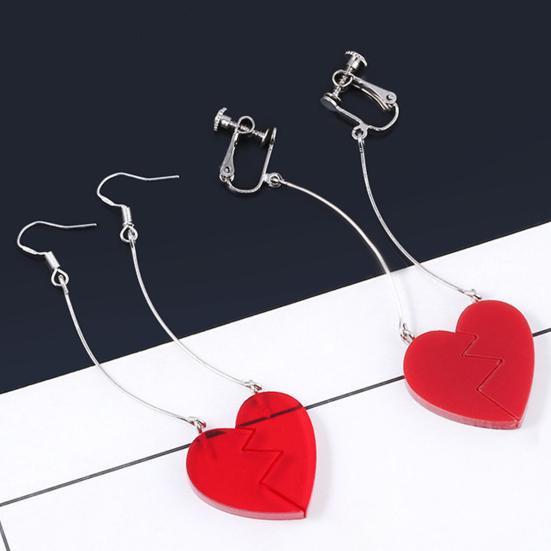 1 Pair Dangle Earrings Long Combinable Heart Shape Personality Decorative Anime Cosplay Props Lovers Gift Bizarre Adventure Clip Earrings