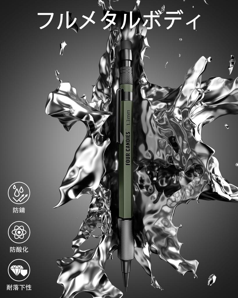 Four Candies Mechanical Pencil Set of 3 with Case Metal Heavy Duty Carpenter Pencil 48 Leads 3 12 Eraser Weatherproof Body Outdoor Carpenter Marker