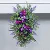 Purple Tulip Wreath with Hydrangea & Hyacinth Artificial Flower Lavender Garland Realistic Spring-Summer Floral Decor for Door Wall Home & Party