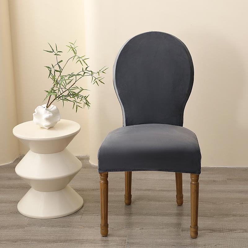 1/2pcs Soft Velvet Round Back Chair Cover Elastic Jacquard Dining Room Chair Slipcover Furniture Protector for Kitchen Wedding