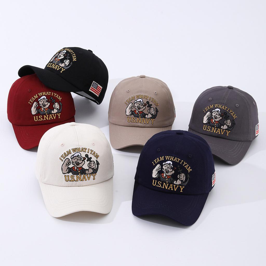Vintage Old School Cartoon Print Baseball Cap Unisex Outdoor Casual Hat Duckbill Cap Round Top Cotton Cap For Teenagers Spring Autumn Winter