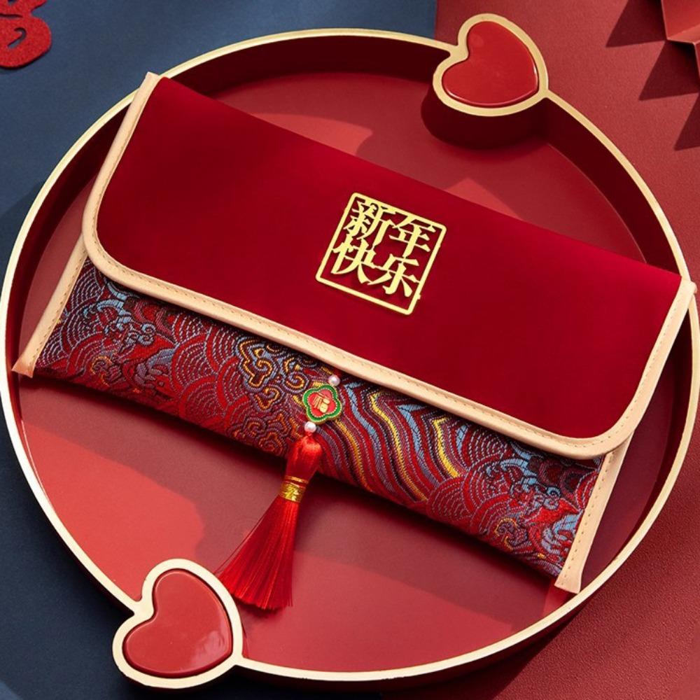 Traditional New Year Chinese Red Envelope Cloth Chinese Year Packet Envelopes Good Lucky Blessing New Year Pocket Bag