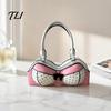 Borsa a Spalla Estetica di Nicchia a Pois a Forma di Reggiseno per Donna, Pelle PU Creativa con Compatto Spazio di Archiviazione Stratificato, Tracolla Regolabile, Moda
