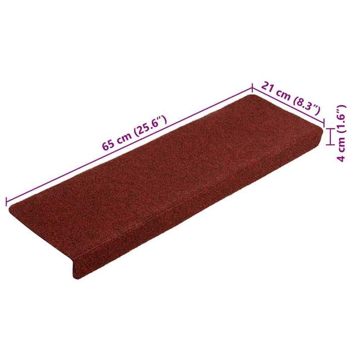 VidaXL Self-adhesive Stair Treads 10 Pieces 65 X 21 X 4 Cm Rectangular Border Burgundy Red 149731