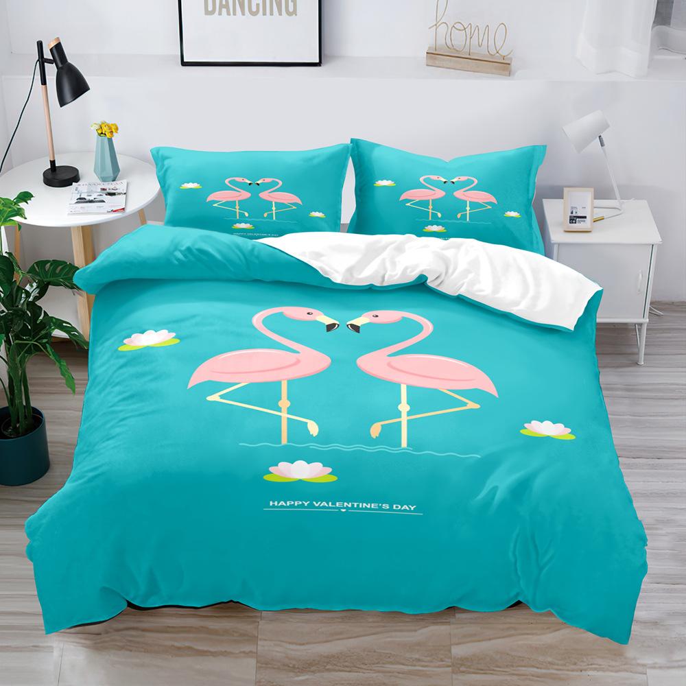 Bird Game Digital Printing Quilt Cover Three-Piece Set