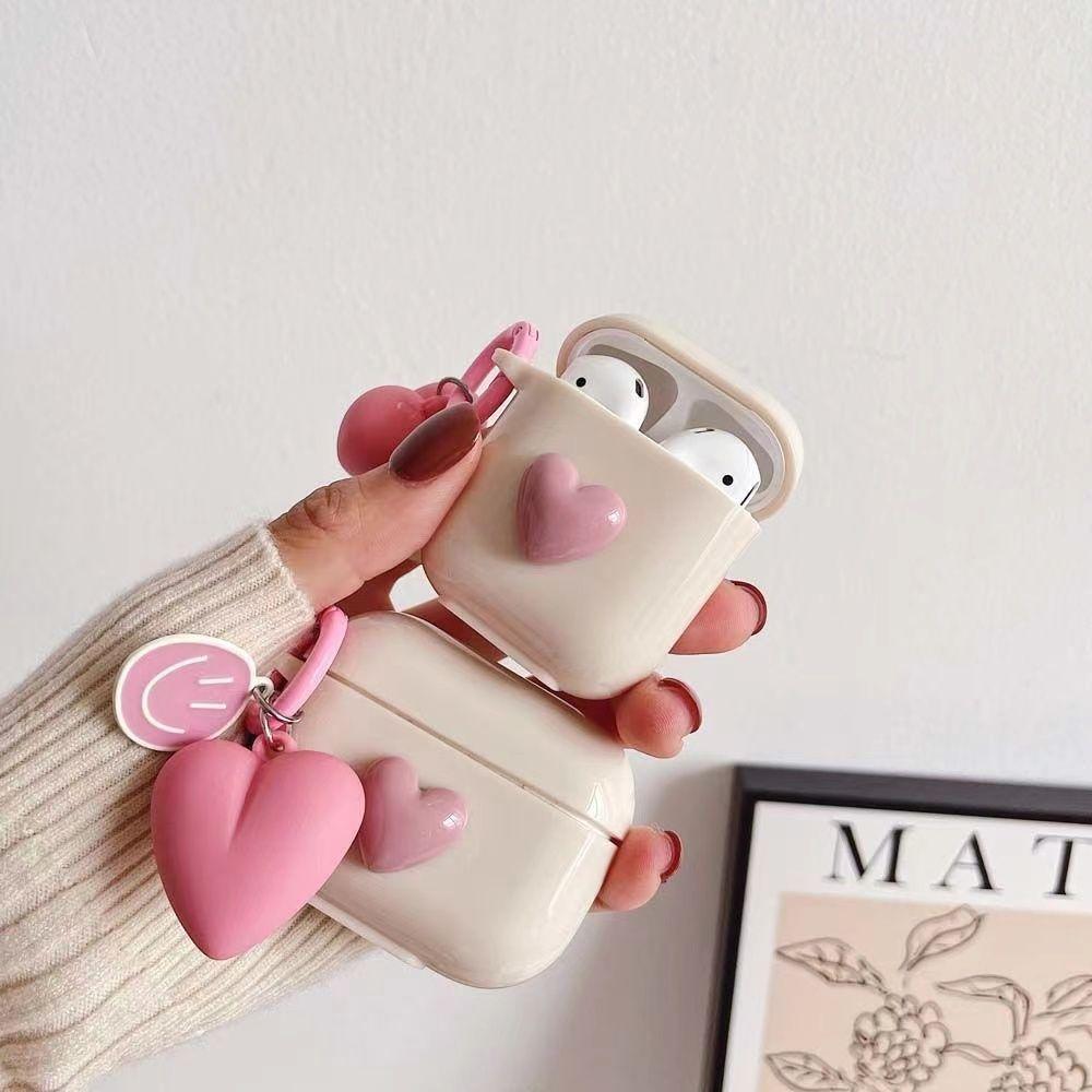 Various Cute Bear Heart-shaped  Bow tie Beige Case For Airpods 4 Earphone Case For AirPods Pro 2nd 3 1 2 Earphone Charging Box Keychain Lanyard
