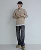 NODU Quarter Half Zip Ribbed Knit [Beige]